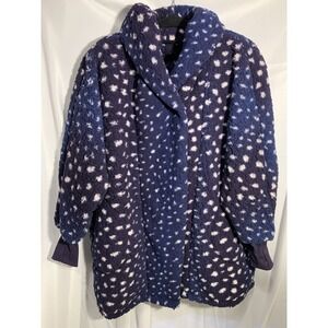 Bumblebella Jill Martin Regular Fuzzy Long Cascading Blue Polka Dots Petite M L
